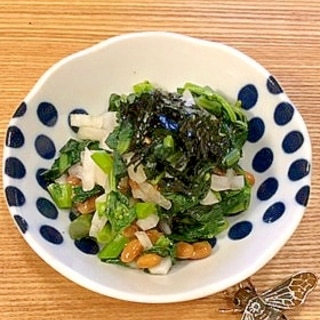 新玉ねぎとのらぼう菜の納豆和え